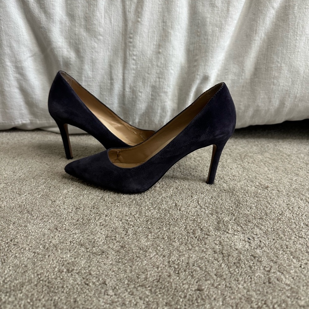 Navy Blue Suede Pumps